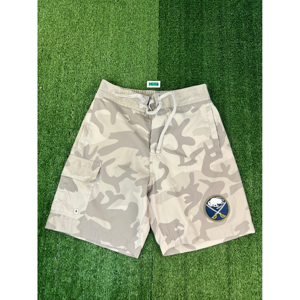 Calhoun NHL Buffalo Sabres Camo Board Shorts Mens Small Tan Gray Swim Trunks